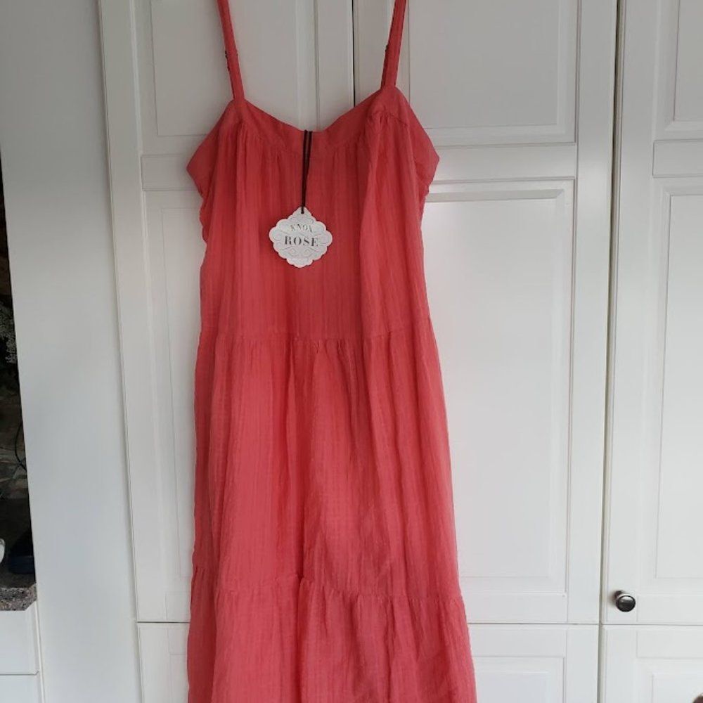 Knox Rose Guava Jelly Midi Dress - Coral - Pockets - Womens LARGE - NEW with tag - Picture 3 of 5